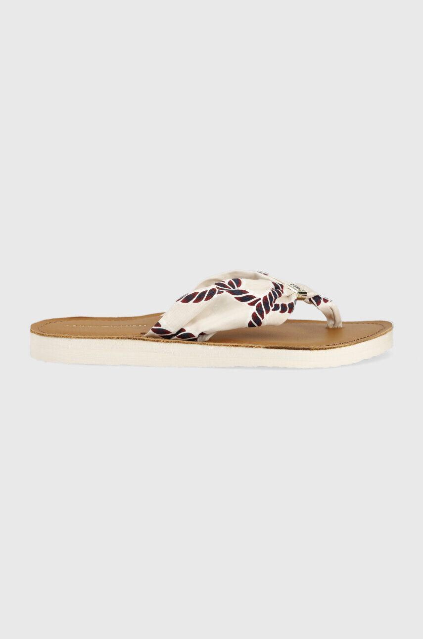 Tommy Hilfiger Джапанки TH ELEVATED BEACH SANDAL PRINT в бяло с равна подметка FW0FW07164 - Pepit.bg