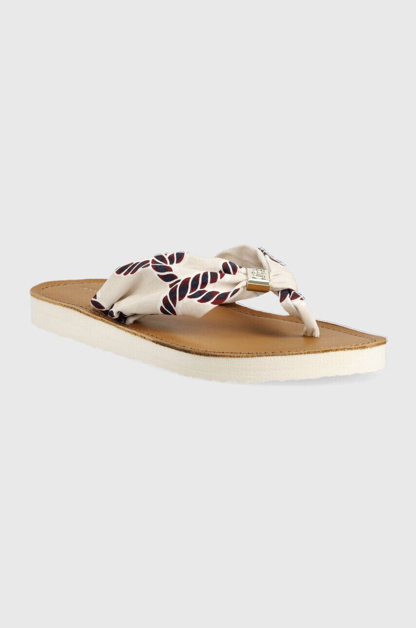 Tommy Hilfiger Джапанки TH ELEVATED BEACH SANDAL PRINT в бяло с равна подметка FW0FW07164 - Pepit.bg