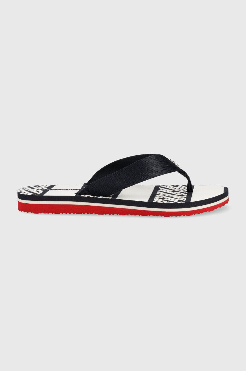 Tommy Hilfiger Джапанки TH MONOGRAM ESSENTIAL SANDAL в тъмносиньо с равна подметка FW0FW07162 - Pepit.bg