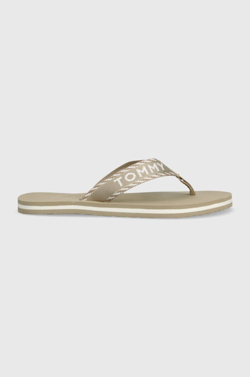 Tommy Hilfiger Джапанки TOMMY WEBBING SANDAL в бежово с равна подметка FW0FW07143 - Pepit.bg