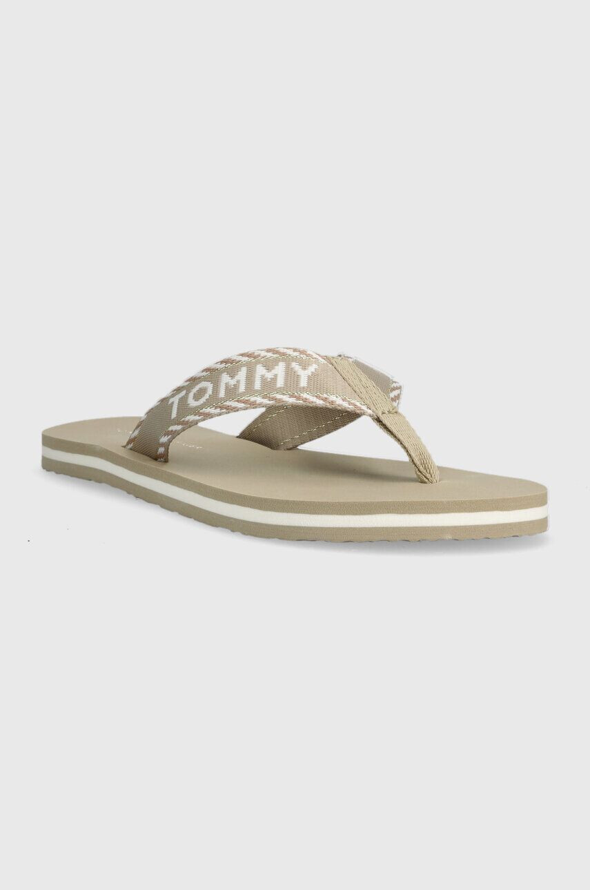 Tommy Hilfiger Джапанки TOMMY WEBBING SANDAL в бежово с равна подметка FW0FW07143 - Pepit.bg