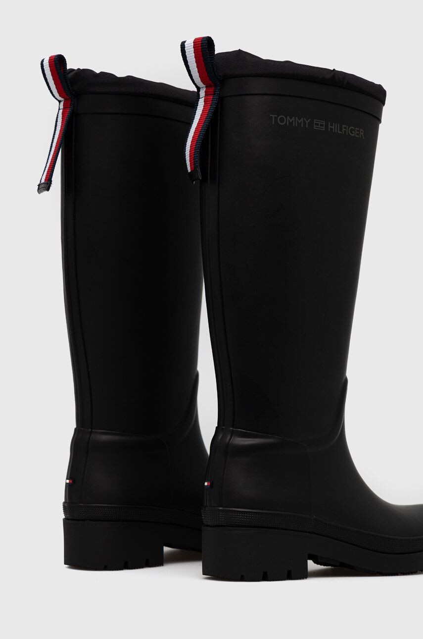 Tommy Hilfiger Гумени ботуши Th Overknee Rainboot Monogram в черно - Pepit.bg