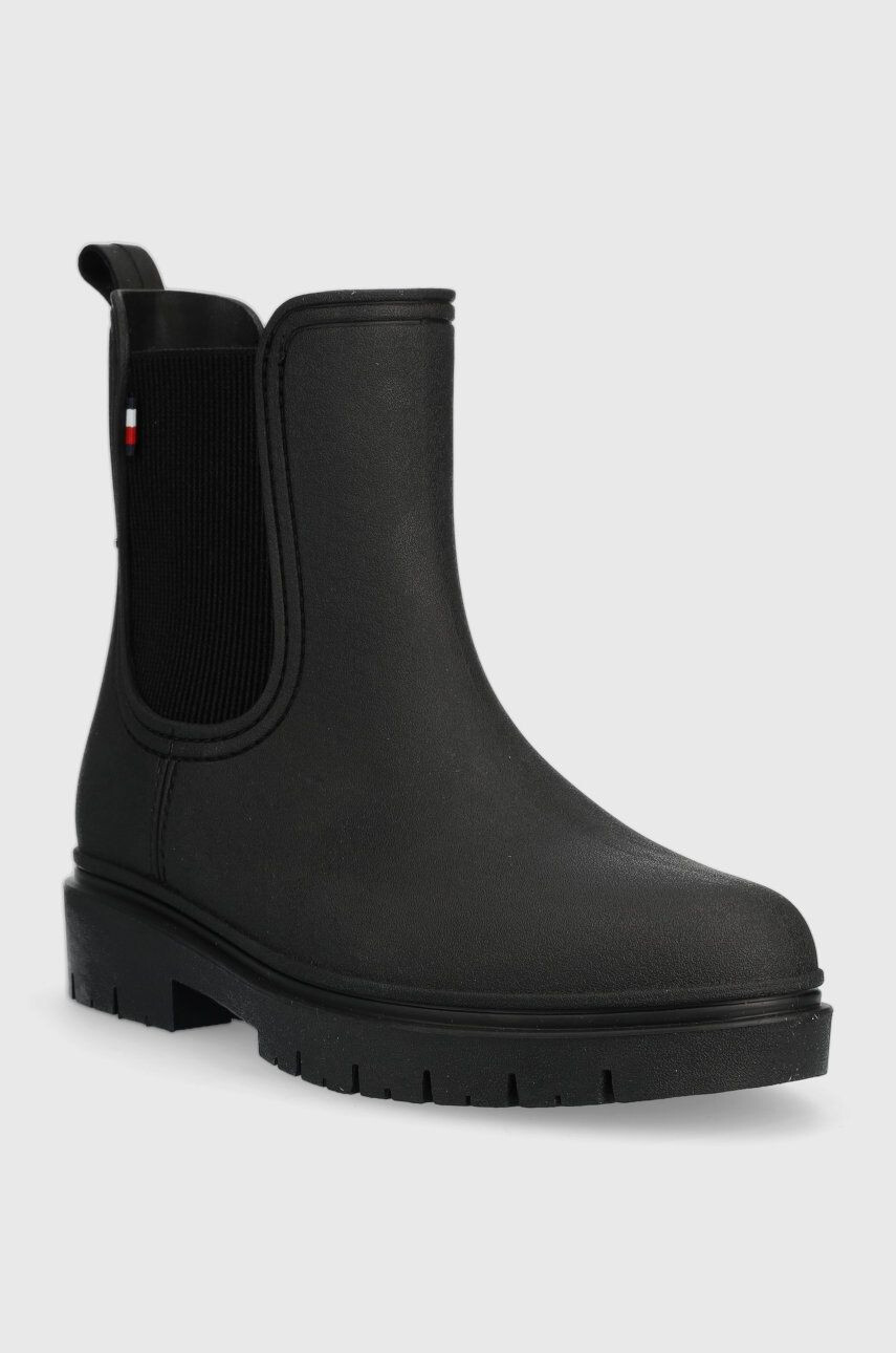 Tommy Hilfiger Гумени ботуши Fw0fw06897 Matt Ankle Rainboot With Elastic в черно - Pepit.bg