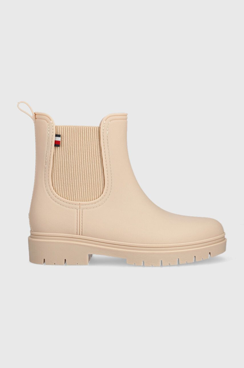 Tommy Hilfiger Гумени ботуши Fw0fw06897 Matt Ankle Rainboot With Elastic в бежово - Pepit.bg