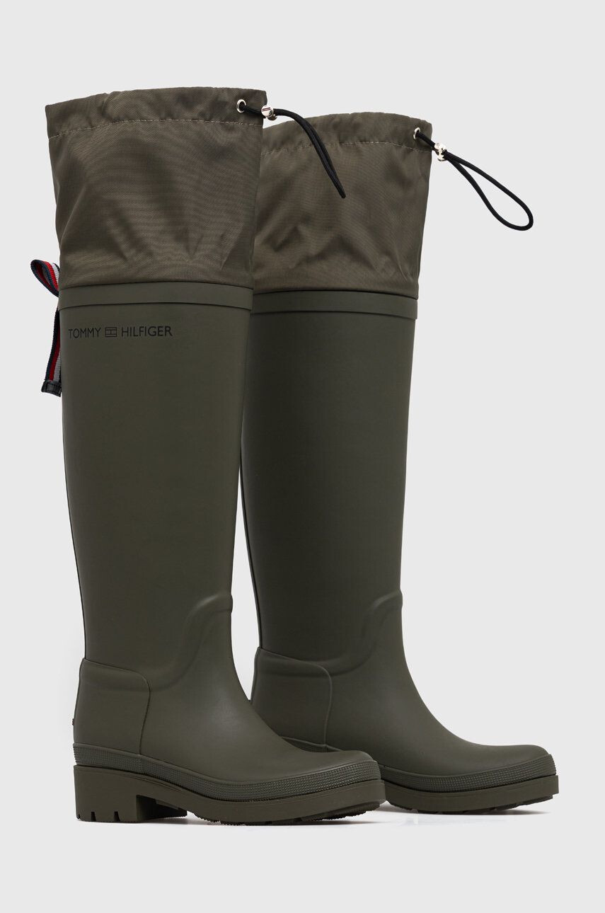 Tommy Hilfiger Гумени ботуши Th Overknee Rainboot в зелено - Pepit.bg