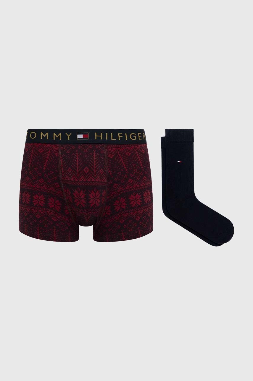 Tommy Hilfiger Комплект боксерки и чорапи в бордо - Pepit.bg