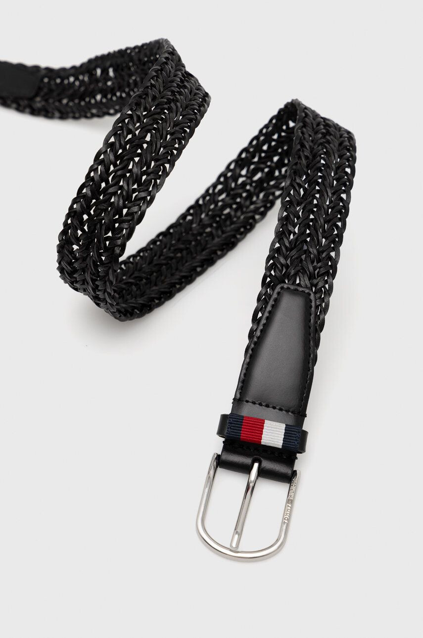 Tommy Hilfiger Кожен колан Business Braided 3.5 мъжки в черно - Pepit.bg