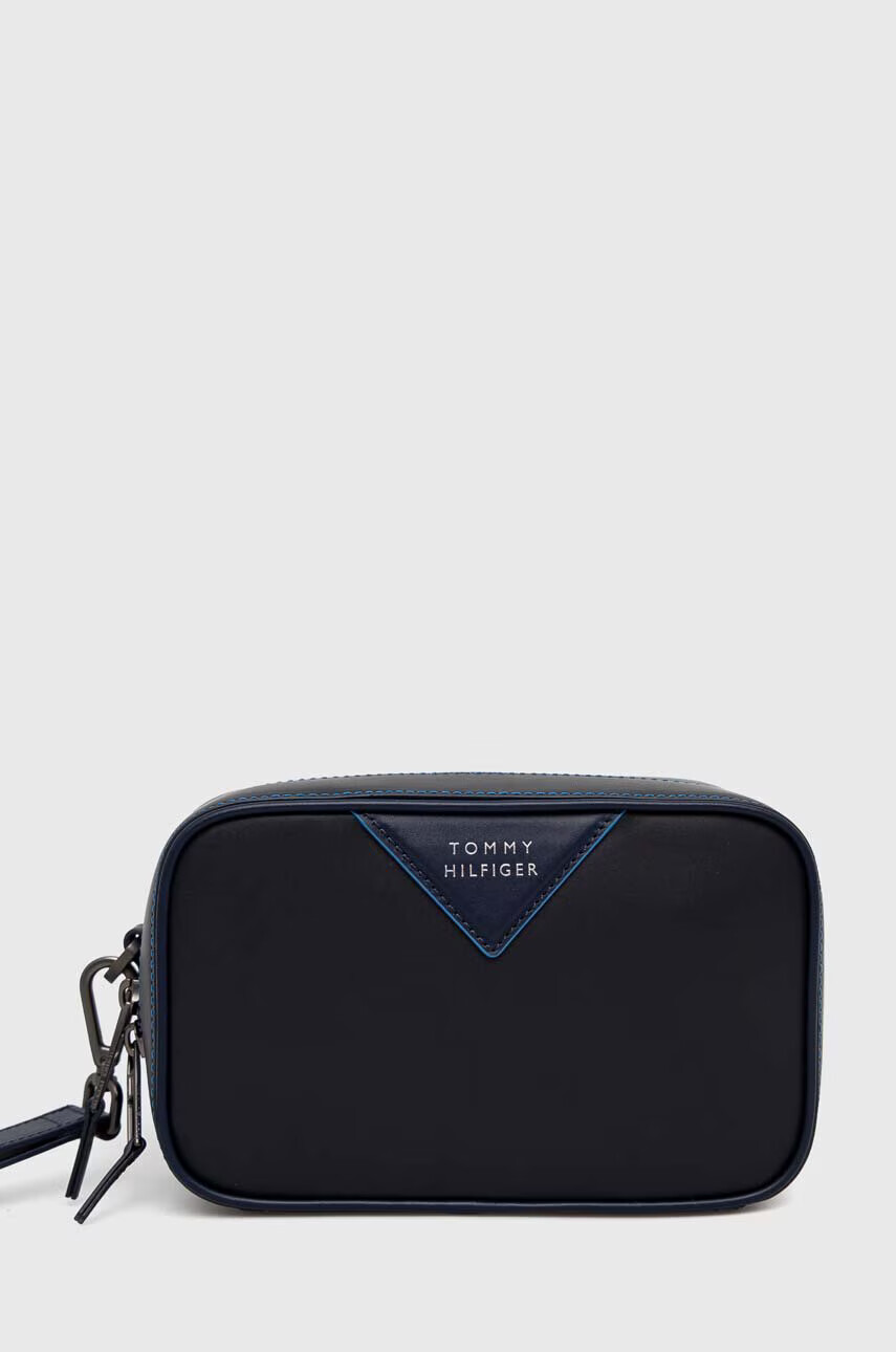 Tommy Hilfiger Кожена козметична чанта в тъмносиньо - Pepit.bg
