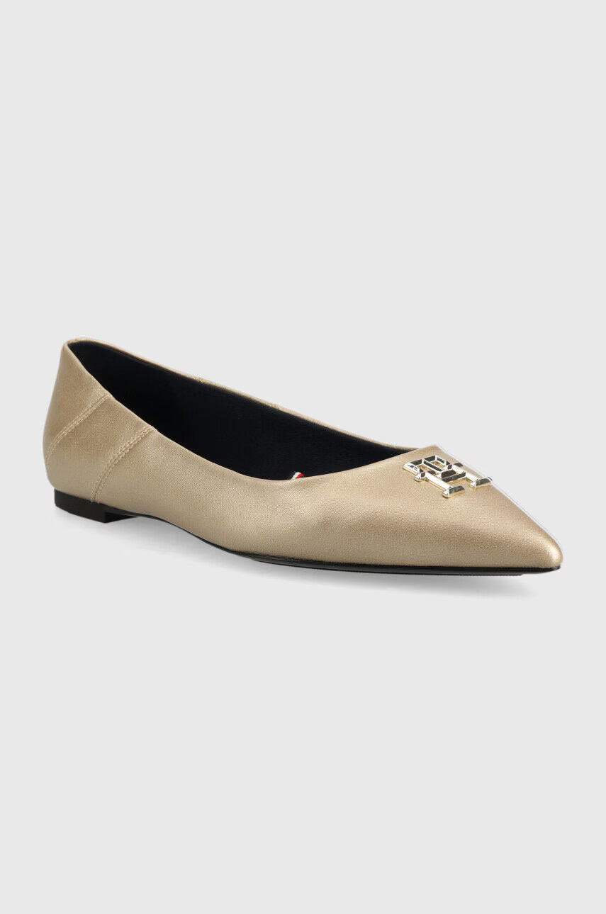 Tommy Hilfiger Кожени балеринки Pointy Chic в златисто - Pepit.bg