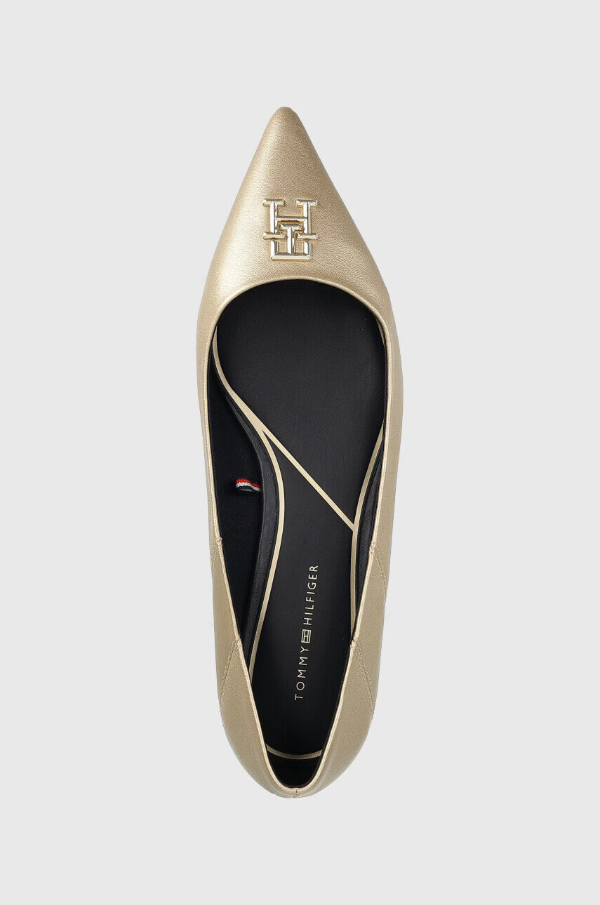 Tommy Hilfiger Кожени балеринки Pointy Chic в златисто - Pepit.bg