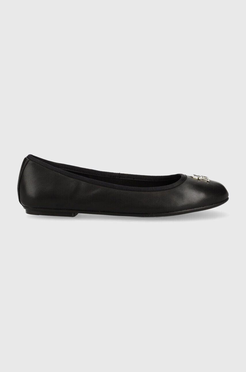 Tommy Hilfiger Кожени балеринки ROUND TH BALLERINA в черно FW0FW07132 - Pepit.bg
