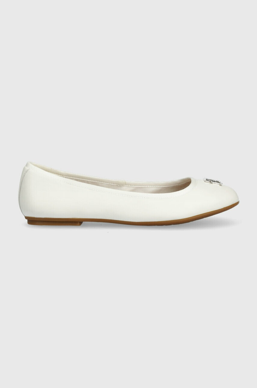 Tommy Hilfiger Кожени балеринки ROUND TH BALLERINA в бяло FW0FW07132 - Pepit.bg