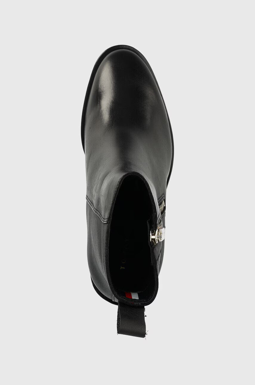 Tommy Hilfiger Кожени боти Zip High Heel Boot в черно с висок ток - Pepit.bg