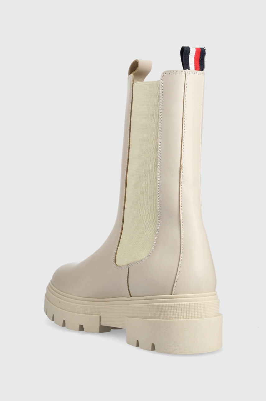 Tommy Hilfiger Кожени боти челси Monochromatic Chelsea Boot в бежово с платформа - Pepit.bg