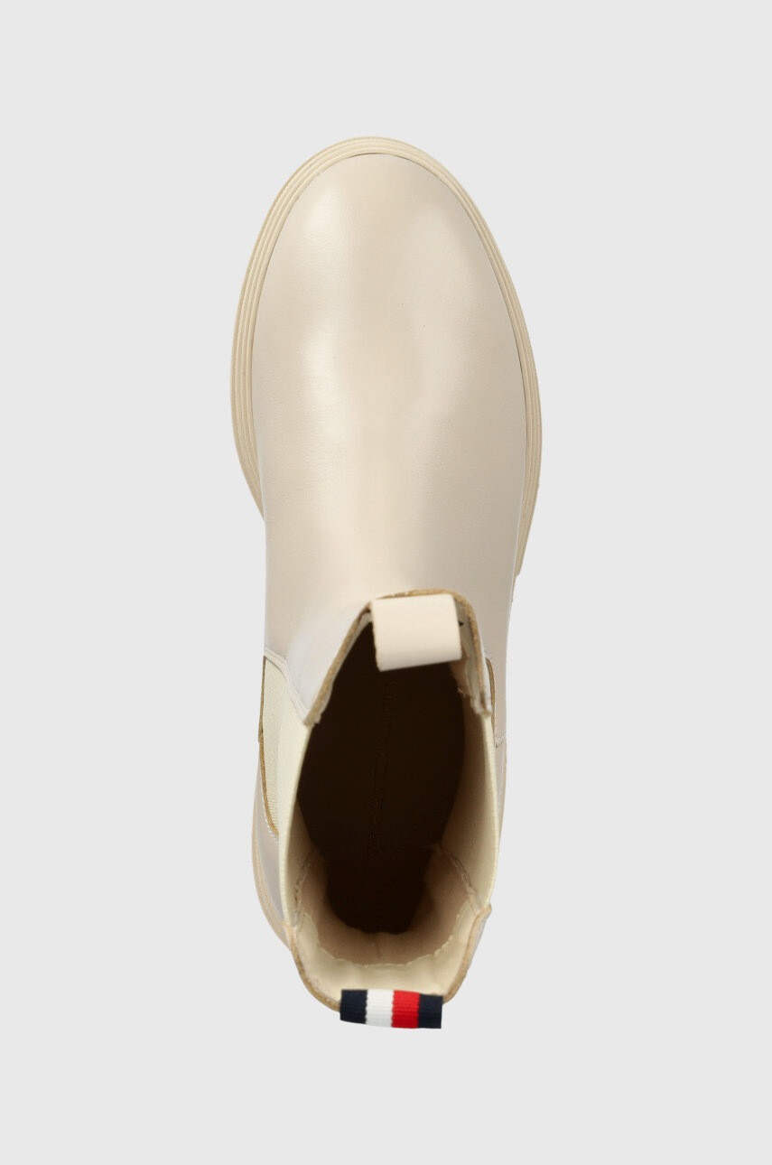 Tommy Hilfiger Кожени боти челси Monochromatic Chelsea Boot в бежово с платформа - Pepit.bg