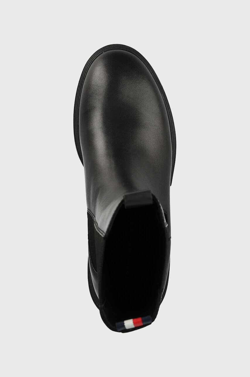 Tommy Hilfiger Кожени боти челси Monochromatic Chelsea Boot в черно с равна подметка - Pepit.bg