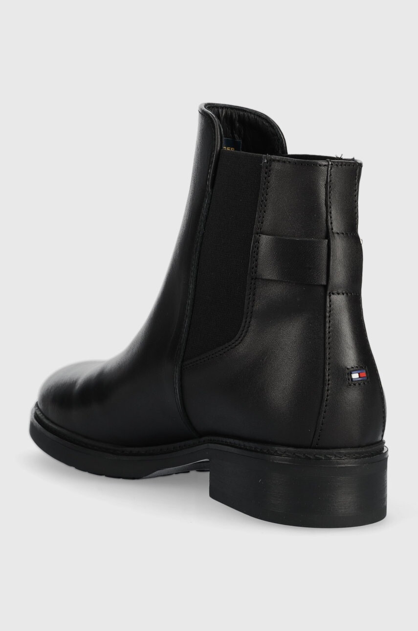 Tommy Hilfiger Кожени боти челси Th Leather Flat Boot в черно с равна подметка - Pepit.bg