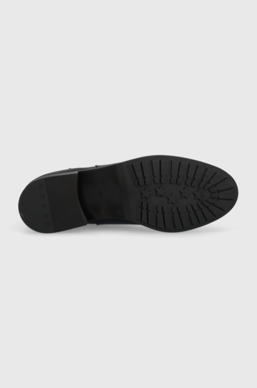 Tommy Hilfiger Кожени боти челси Th Leather Flat Boot в черно с равна подметка - Pepit.bg
