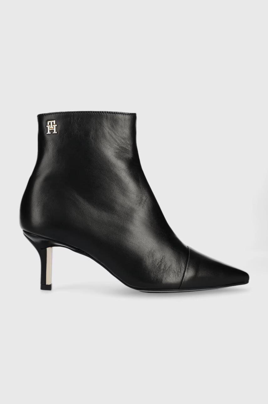 Tommy Hilfiger Кожени боти FW0FW06837 POINTY HEEL BOOT в черно с ток стилето - Pepit.bg