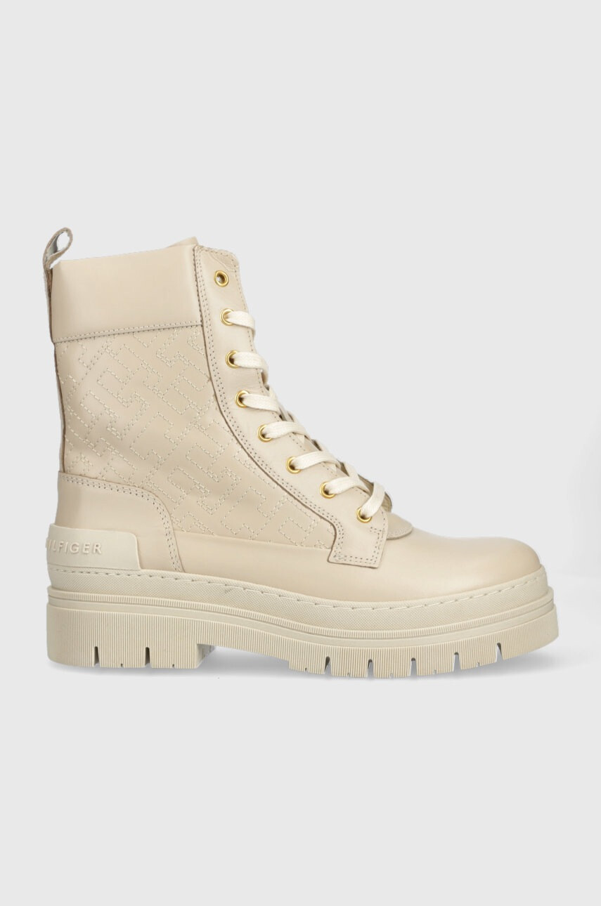 Tommy Hilfiger Кожени боти FW0FW06849 LACE UP ZIP BOOT MONOGRAM - Pepit.bg