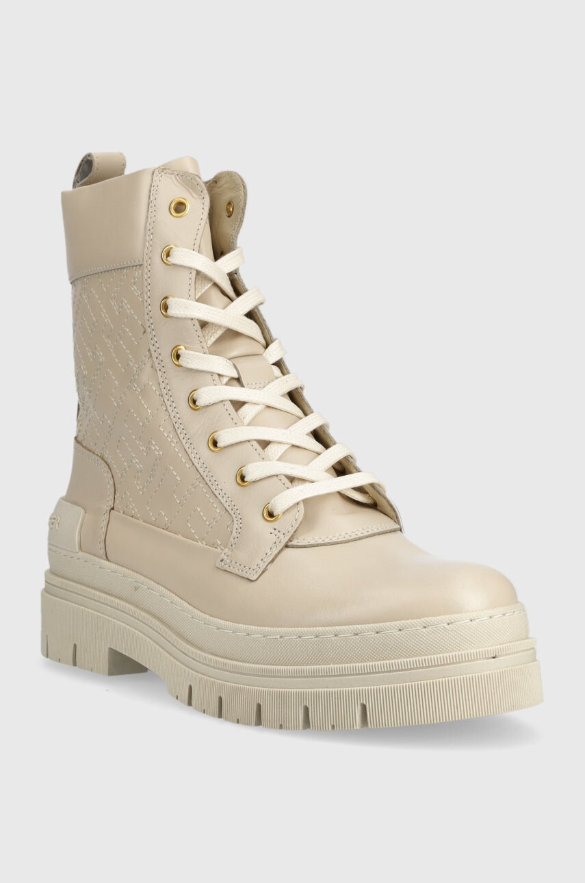 Tommy Hilfiger Кожени боти FW0FW06849 LACE UP ZIP BOOT MONOGRAM - Pepit.bg