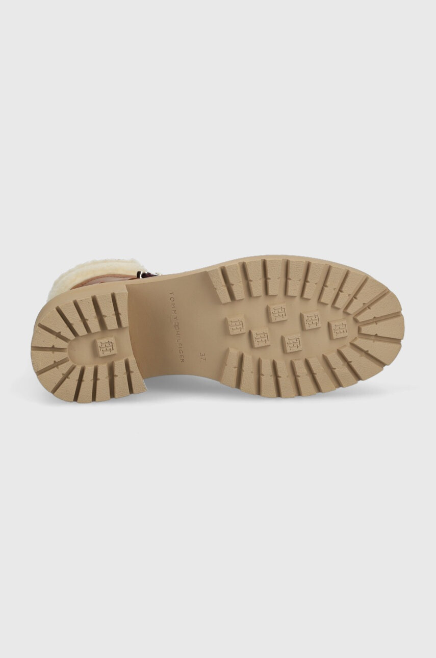Tommy Hilfiger Кожени боти Heel Laced Monogram Boot в кафяво с висок ток - Pepit.bg