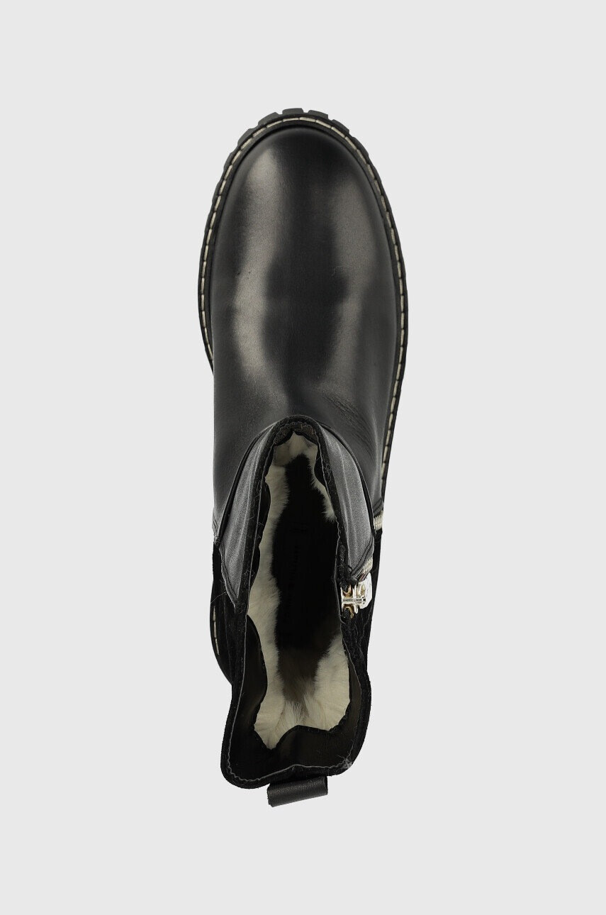 Tommy Hilfiger Кожени боти Warm Lining Boot в черно с равна подметка с изолация - Pepit.bg