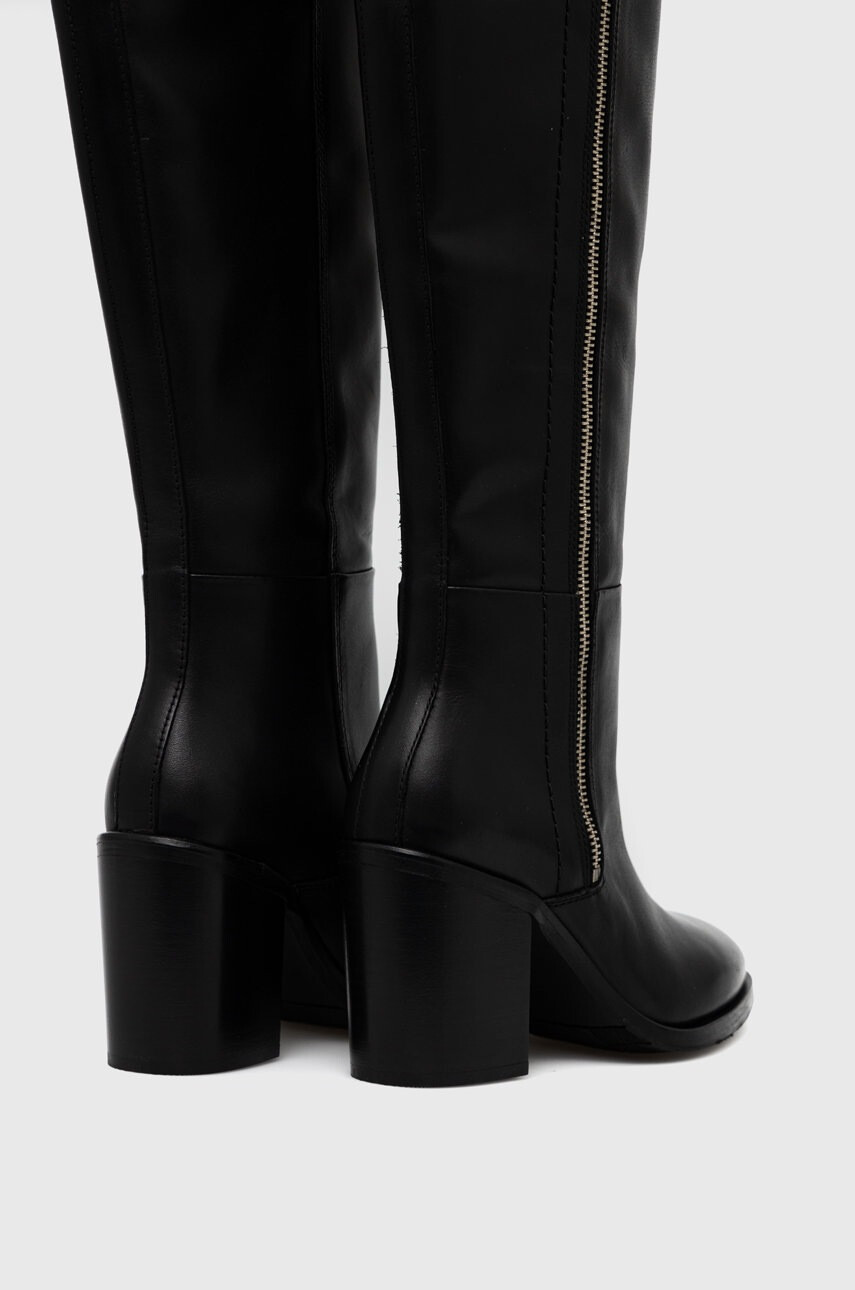 Tommy Hilfiger Кожени ботуши Zip High Heel Longboot в черно с висок ток - Pepit.bg