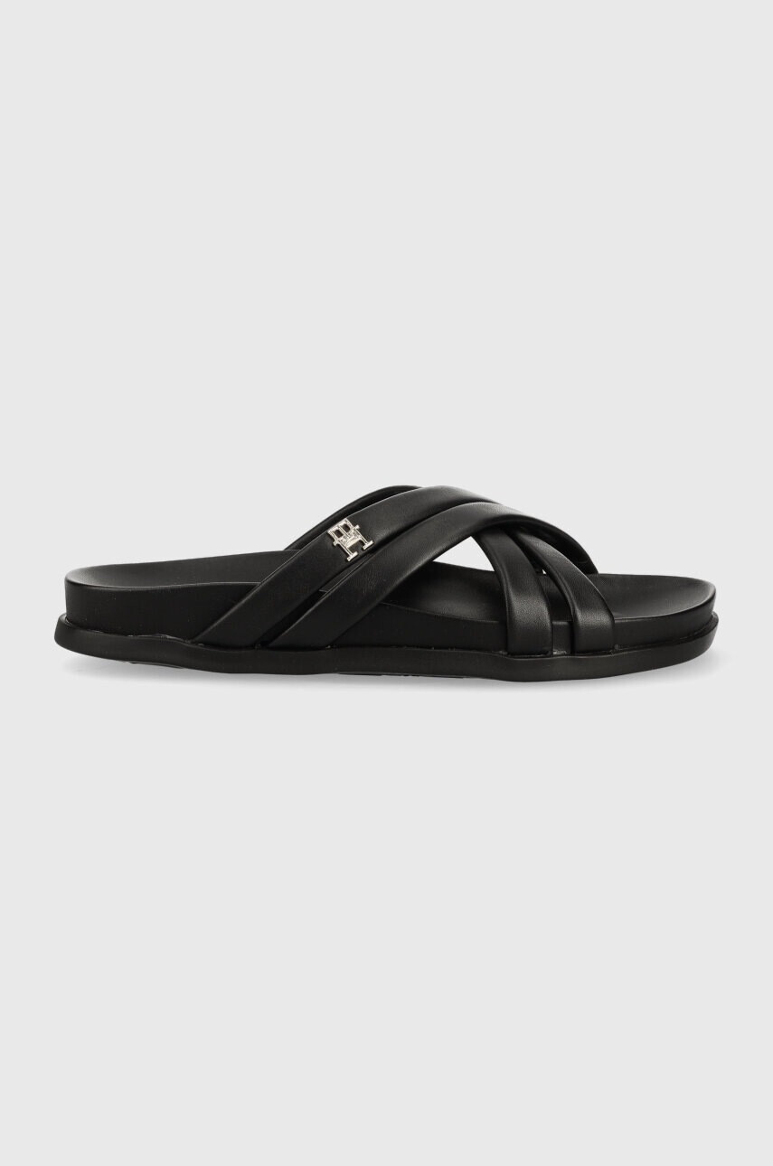 Tommy Hilfiger Кожени чехли STRAP FEMININE SANDAL в черно - Pepit.bg