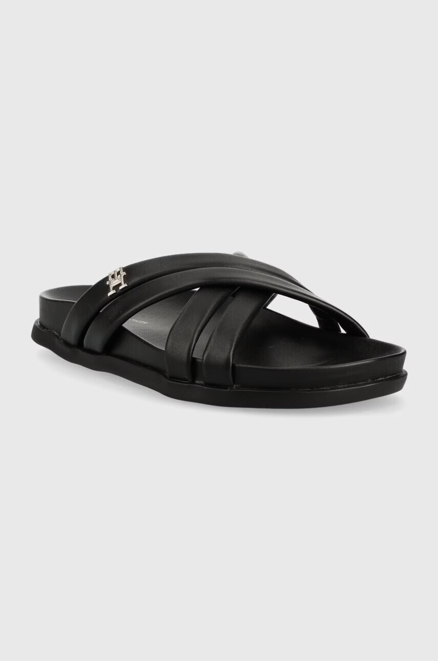 Tommy Hilfiger Кожени чехли STRAP FEMININE SANDAL в черно - Pepit.bg