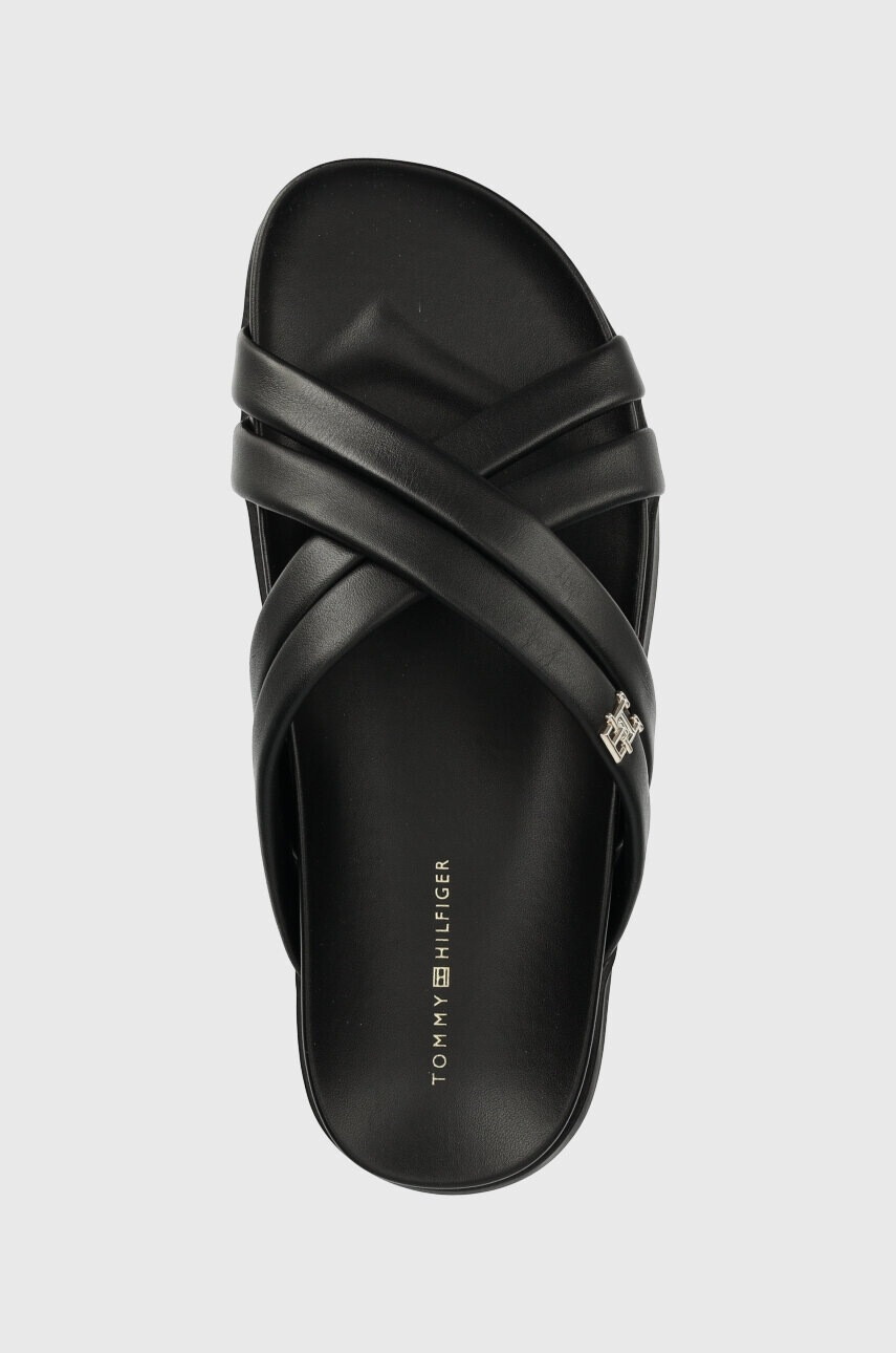 Tommy Hilfiger Кожени чехли STRAP FEMININE SANDAL в черно - Pepit.bg