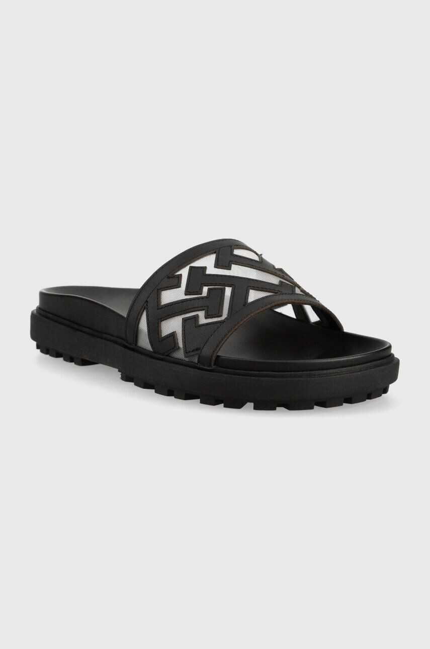 Tommy Hilfiger Кожени чехли TH ELEVATED FLAT SANDAL в черно с платформа FW0FW07407 - Pepit.bg