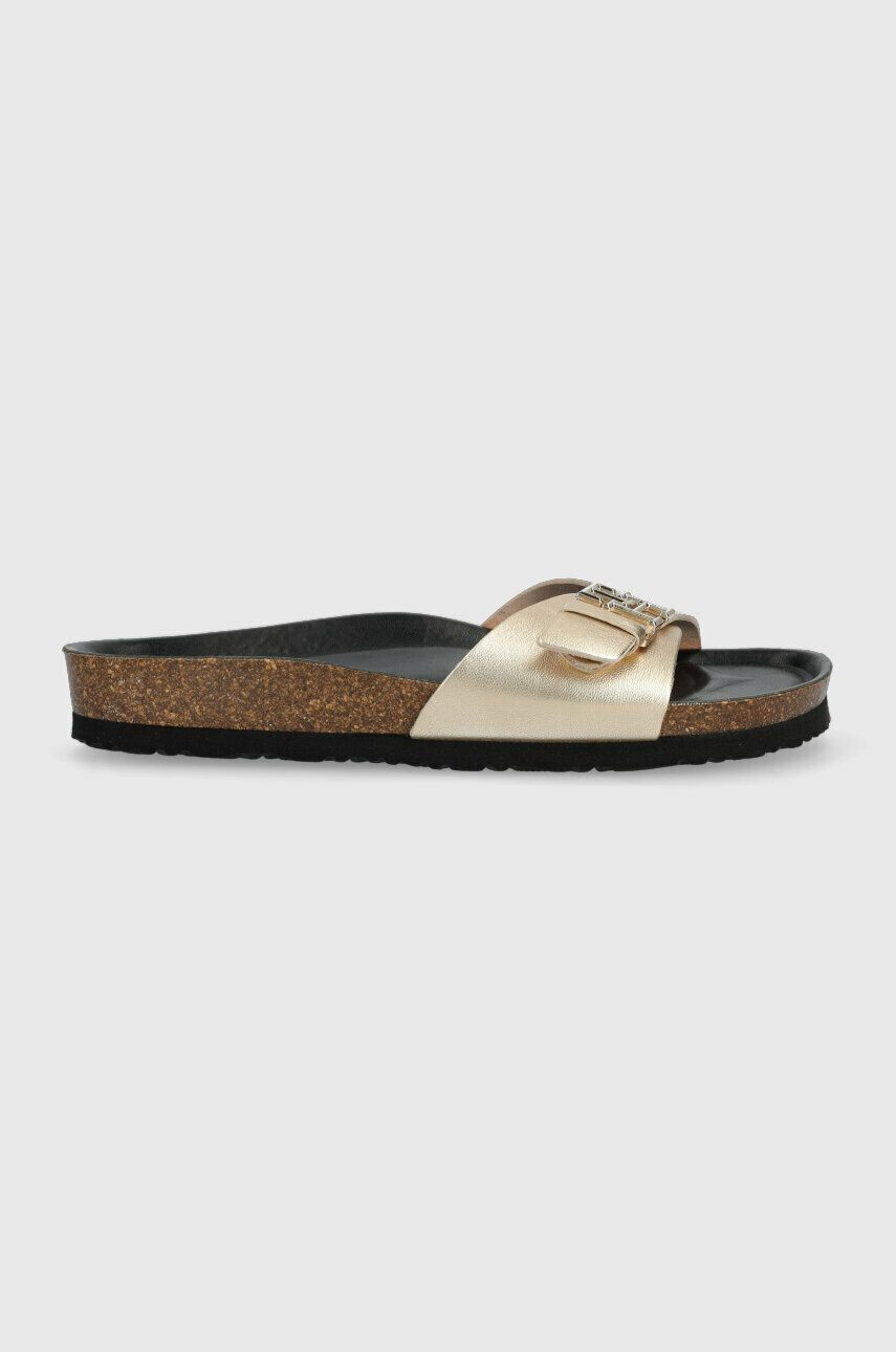 Tommy Hilfiger Кожени чехли TH MULE SANDAL GOLDEN в златисто FW0FW07070 - Pepit.bg