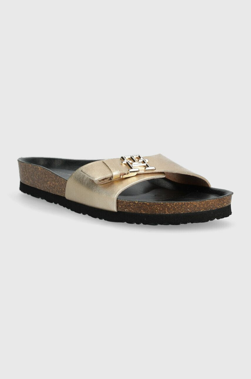 Tommy Hilfiger Кожени чехли TH MULE SANDAL GOLDEN в златисто FW0FW07070 - Pepit.bg