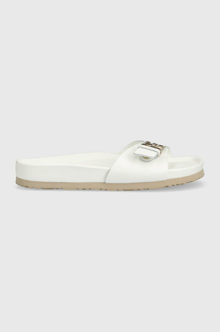 Tommy Hilfiger Кожени чехли TH MULE SANDAL LEATHER в бяло - Pepit.bg