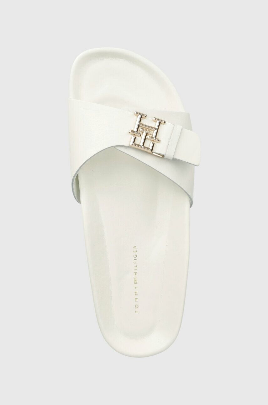 Tommy Hilfiger Кожени чехли TH MULE SANDAL LEATHER в бяло - Pepit.bg