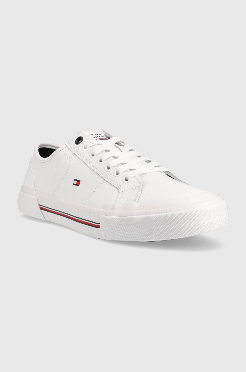 Tommy Hilfiger Кожени кецове CORE CORPORATE VULC LEATHER в бяло FM0FM04561 - Pepit.bg