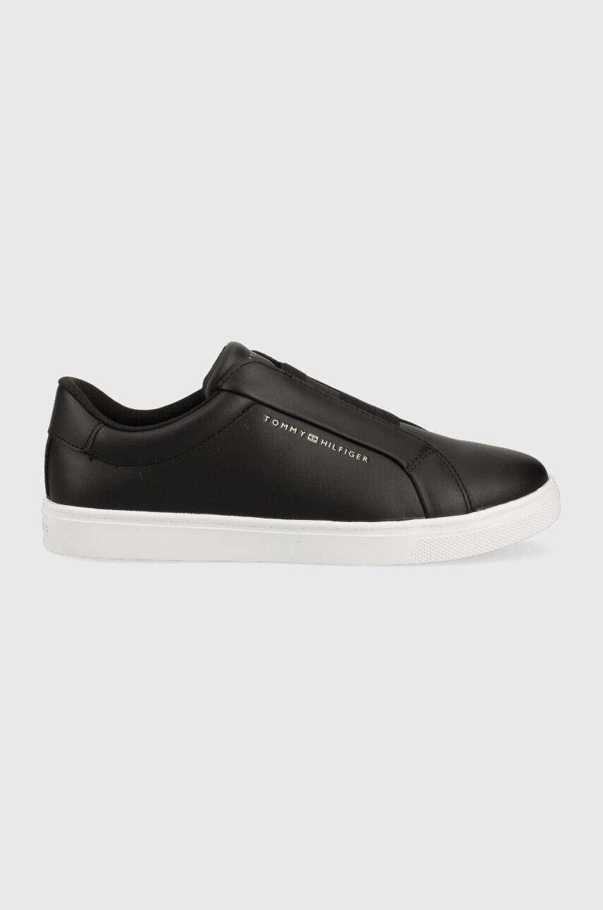 Tommy Hilfiger Кожени кецове ELASTIC SLIP ON SNEAKER в черно FW0FW07032 - Pepit.bg