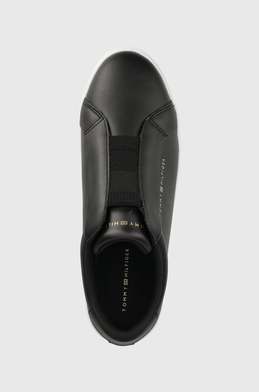 Tommy Hilfiger Кожени кецове ELASTIC SLIP ON SNEAKER в черно FW0FW07032 - Pepit.bg