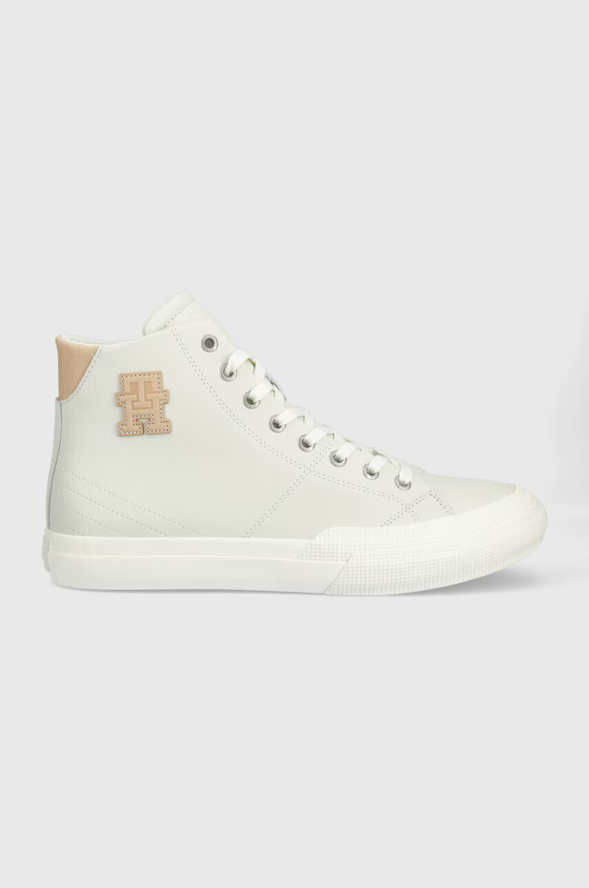 Tommy Hilfiger Кожени кецове TH HI VULC PREMIUM UNDYED в сиво - Pepit.bg