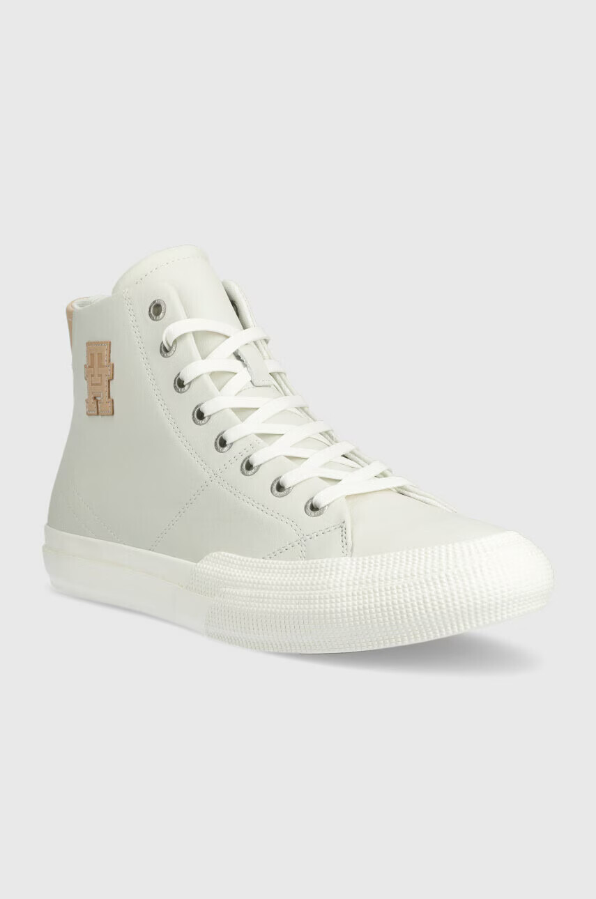 Tommy Hilfiger Кожени кецове TH HI VULC PREMIUM UNDYED в сиво - Pepit.bg