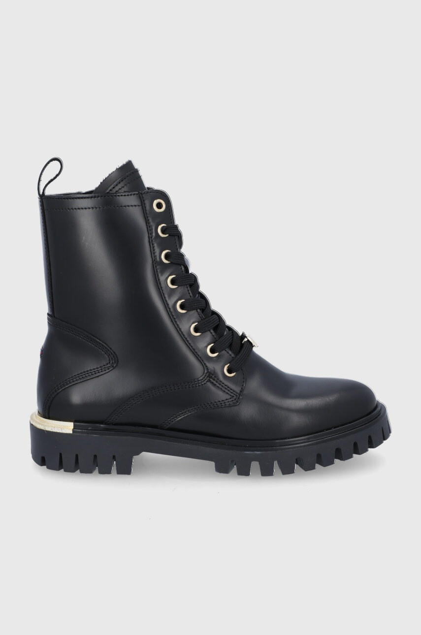 Tommy Hilfiger Кожени кубинки в черно - Pepit.bg