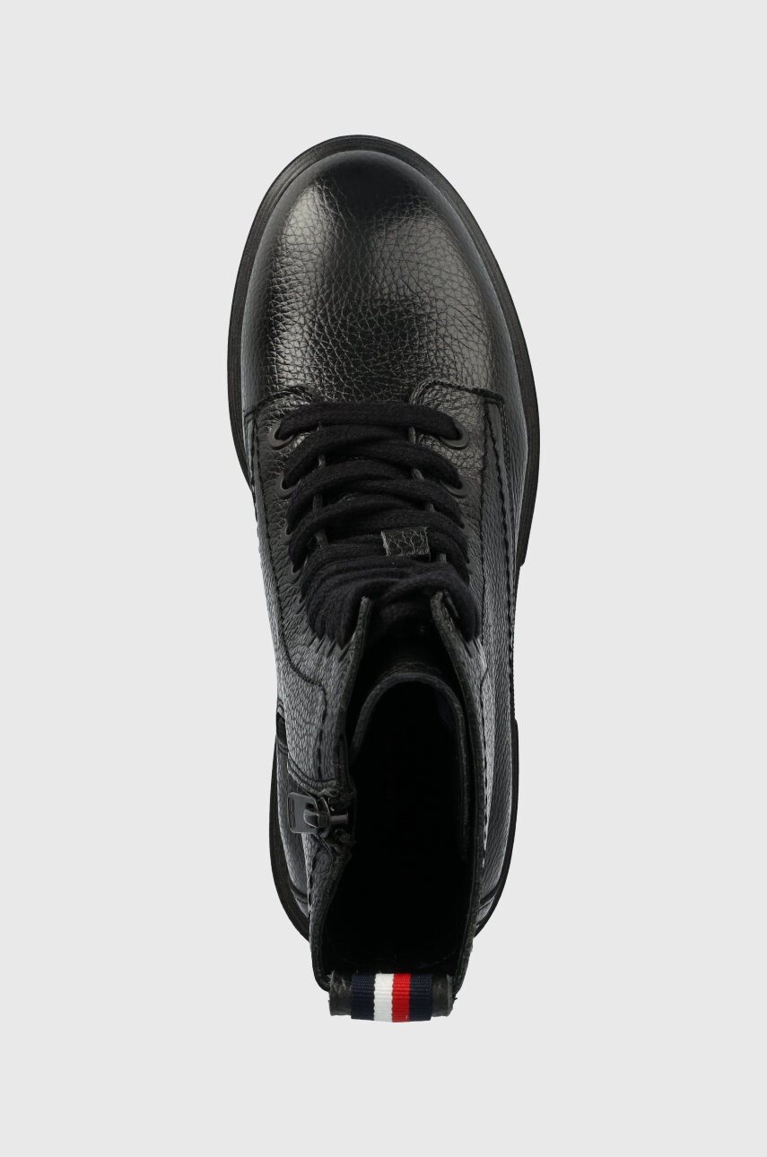 Tommy Hilfiger Кожени кубинки Monochromatic Lace Up Boot в черно с равна подметка - Pepit.bg