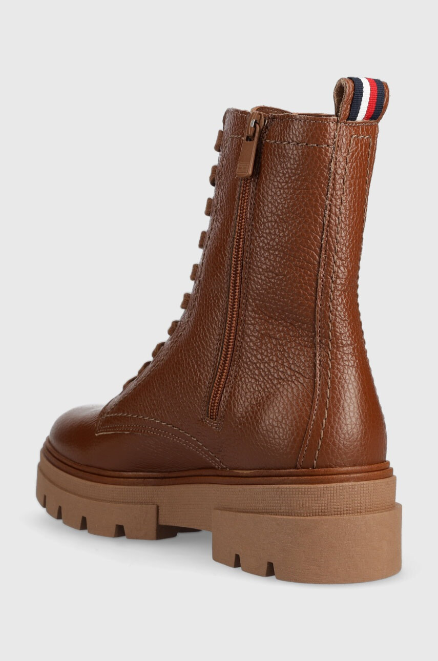 Tommy Hilfiger Кожени кубинки Monochromatic Lace Up Boot в кафяво с платформа - Pepit.bg