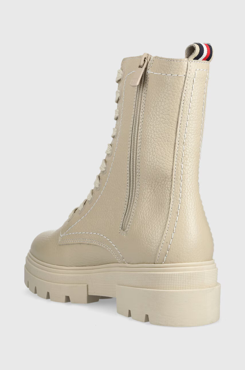 Tommy Hilfiger Кожени кубинки Monochromatic Lace Up Boot в бежово с равна подметка - Pepit.bg