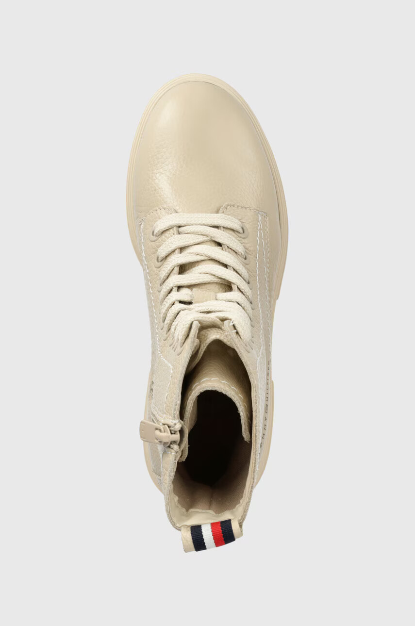 Tommy Hilfiger Кожени кубинки Monochromatic Lace Up Boot в бежово с равна подметка - Pepit.bg
