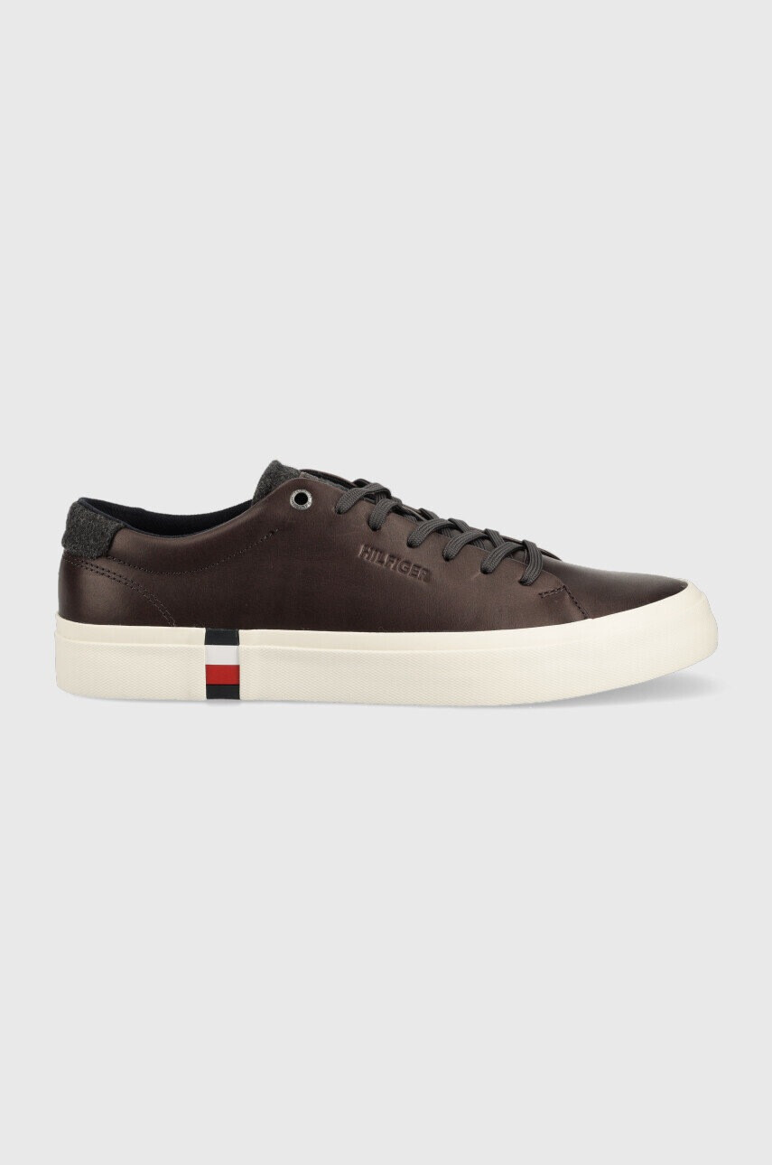 Tommy Hilfiger Кожени маратонки в кафяво - Pepit.bg