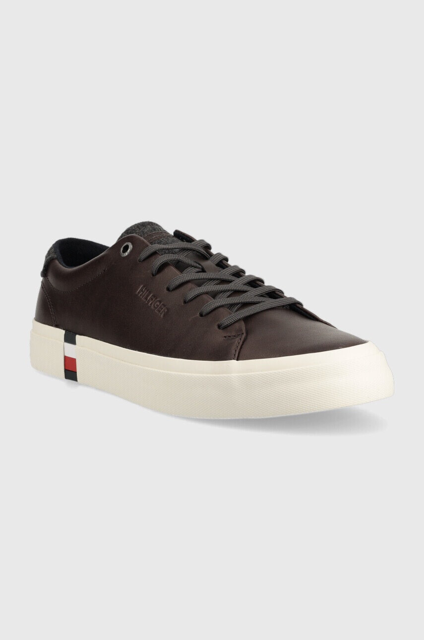 Tommy Hilfiger Кожени маратонки в кафяво - Pepit.bg
