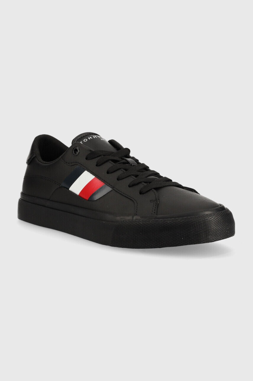 Tommy Hilfiger Кожени маратонки Core Stripes Vulc в черно - Pepit.bg