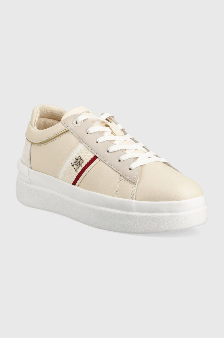 Tommy Hilfiger Кожени маратонки CORP WEBBING COURT в бежово FW0FW07387 - Pepit.bg